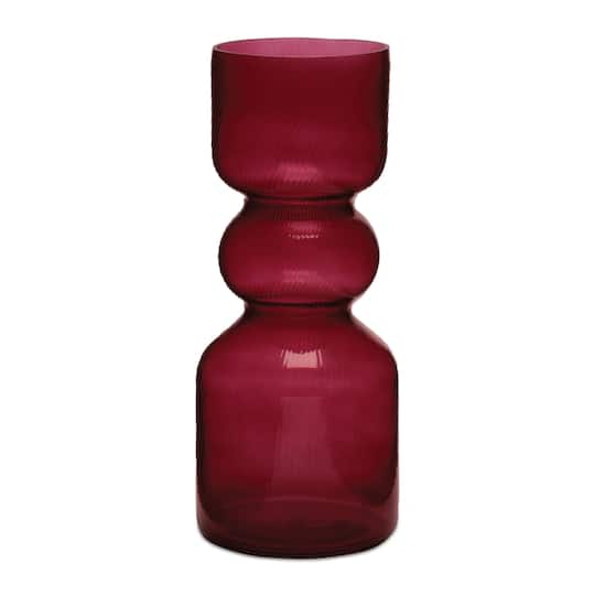 Melrose Red Ribbed Glass Vases, 2ct.